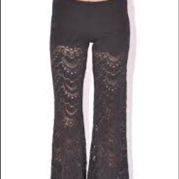 Nightcap Spanish lace bell bottom pants-Black - Picture 2 of 3